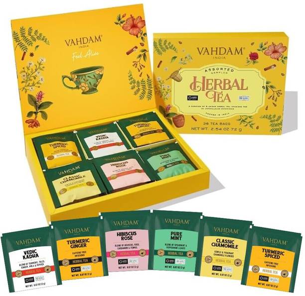 Vahdam Herbal Tea Sampler Assorted Herbal Tea Box