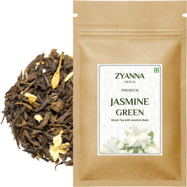 ZYANNA Jasmine Green Tea-Premium Darjeeling Green Tea with Natural Jasmine Buds-50Cups Jasmine Jasmine Tea Pouch