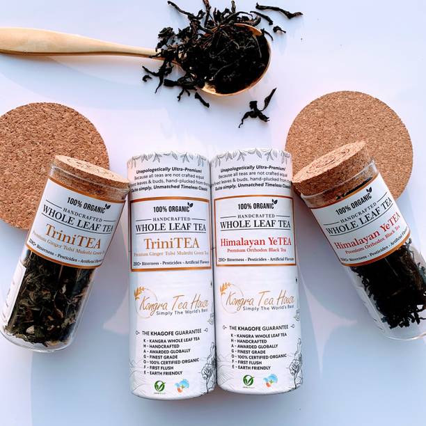 Kangra Tea House Orthodox Black & Ginger Mulethi Green Tea - KTH Himalayan YeTEA & TriniTEA Duet Liquorice Black Tea Box