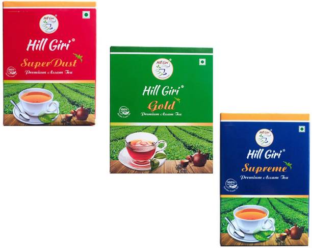 Hill Giri Premium Assam Tea Combo Super Dust,Gold & Supreme|Single Origin Tea| Tea Box