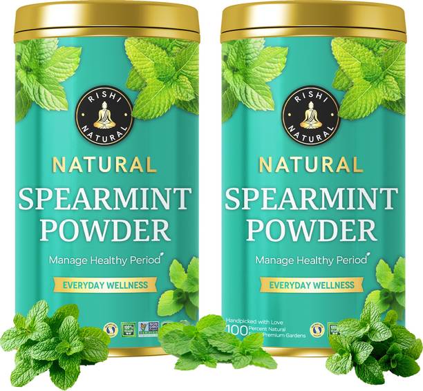 rishi natural Spearmint Powder (100g) for PCOS, PCOD, Period Relief, Acne, & Unwanted Hair Herbal Tea Tin