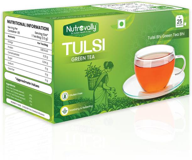 NutroVally Green Tea with Tulsi | Natural Weight-Loss Support Tulsi Green Tea Bags Box