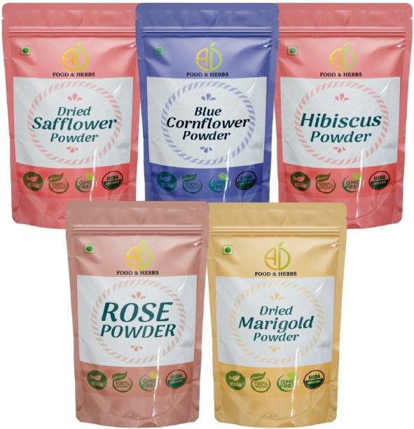 A D FOOD & HERBS COMBO OF 5 TYPES OF FLORAL POWDERS (NO. 291) Green Tea Pouch