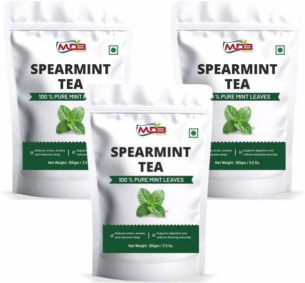 Shri Charan Enterprises Spearmint Tea-Organic Herbal Blend for Digestion, Stress & Fresh Breath-Set of 3 Mint Herbal Tea Pouch