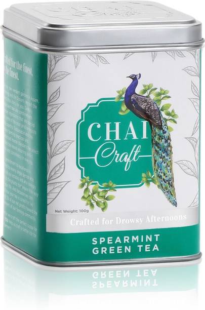 Chai Craft Cooling and Refreshing Spearmint Loose Leaf Green Tea Mint Green Tea Tin