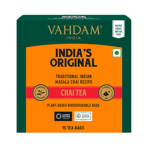 Vahdam Organic India's Original Chai Cardamom, Cinnamon, Cloves, Black Pepper Masala Tea Bags Pouch