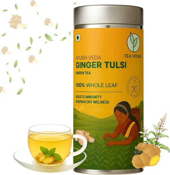 TEAVEDAS Tea Vedas Ginger Tulsi Green Tea - Ayush Veda (100 gm) Ginger Green Tea Tin