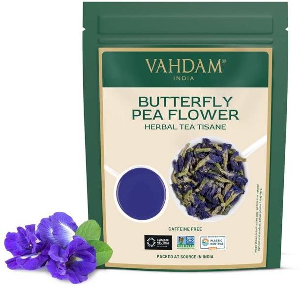 Vahdam Butterfly Pea Flower Loose Leaf Tea, Delicate & Earthy | Pure FOOD COLORANT Herbal Tea Pouch