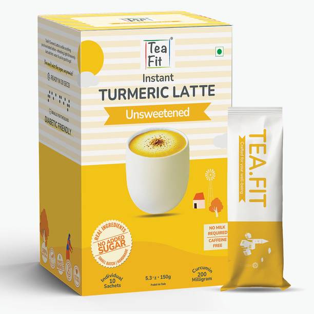 TeaFit Zero Sugar Instant Turmeric Latte | Healing Haldi Doodh | Get Good Sleep Turmeric Instant Tea Box