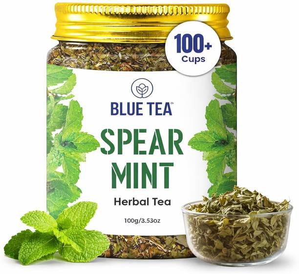 BLUE TEA Spearmint Leaves-Tea, Supports Hormone, Pcos Relief & Weight Loss, Caffeine Free Herbs Herbal Tea Plastic Bottle