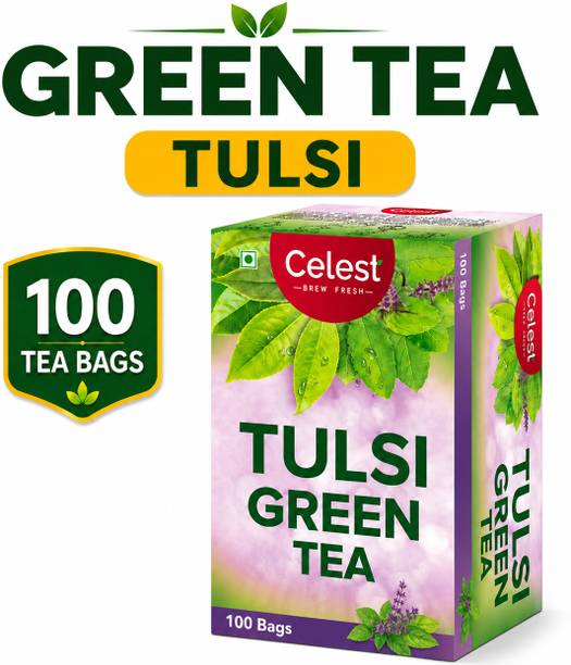 Celest Tulsi Green, 100 Tea Bags | Green Tea - Tulsi | Green Tea | Tulsi Green Tea Bags Box