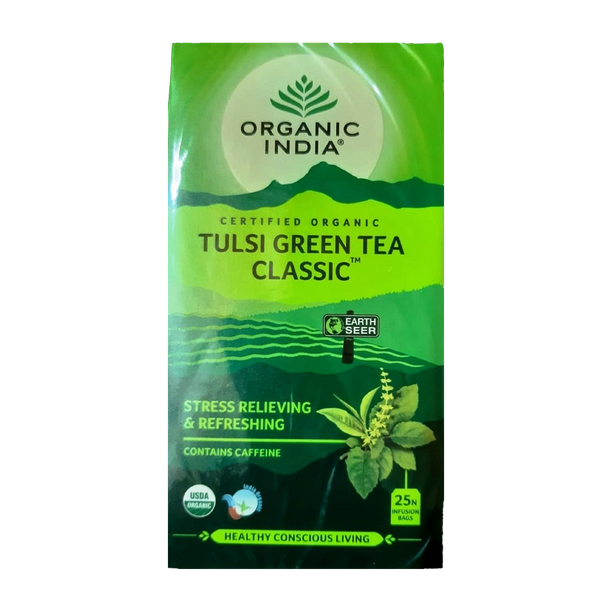ORGANIC INDIA Tulsi Green Tea Classic 25 Tea Bags Tulsi Green Tea Bags Box