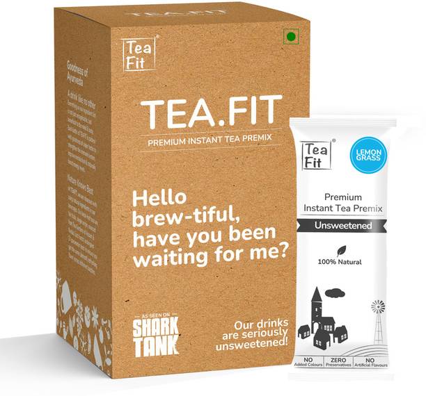 TeaFit Premium Zero Sugar Instant Lemongrass Tea Pack of 30 Sachets Lemon Grass Instant Tea Box