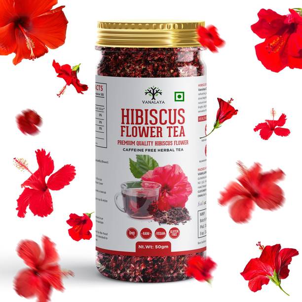 Vanalaya Organic Hibiscus Flower Tea from Sun Dried Hibiscus Petals For weight loss, Reduce Stress and Blood Pressure Hibiscus Herbal Tea Plastic Bottle