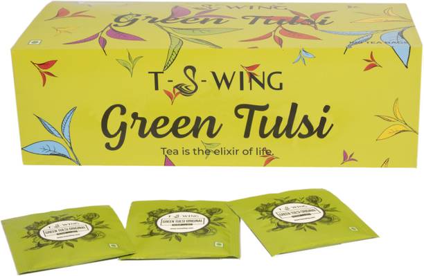 T-S-WING Premium Green Tulsi Tea for Digestion, Immunity and Weight Loss Tulsi Green Tea Bags Box