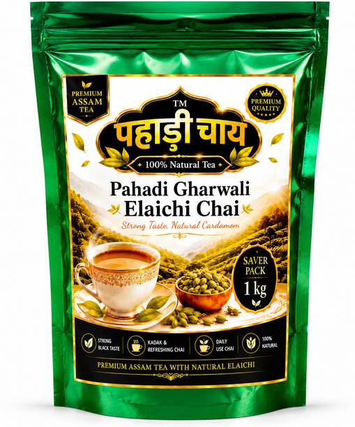PAHARI CHAI Pahadi Gharwali Kadak Assam Tea 1kg, Strong Taste Elaichi Chai Cardamom Tea Pouch