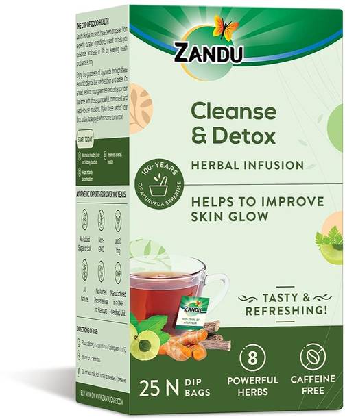 झंडू क्लीन्स & डीटॉक्स हर्बल इन्फ्यूजन इम्प्रूव्स स्किन ग्लो & डिटॉक्सिफाइज़ दी बॉडी बैग