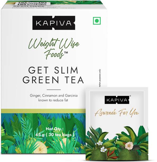Kapiva Get Slim Tea | Natural Metabolism Booster | Lemongrass Flavor Green Tea Bags Box