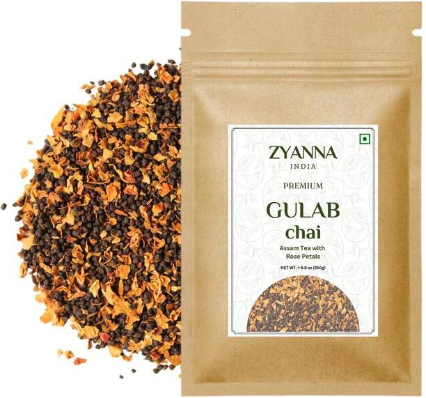ZYANNA Gulab chai-Premium Assam CTC tea with rose petals Rose Black Tea Pouch