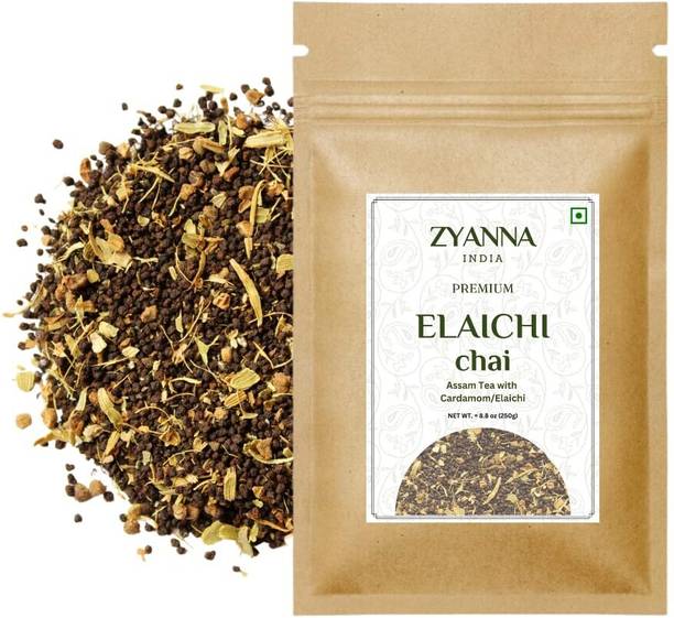 ZYANNA Elaichi Cardamom Chai - Premium Assam CTC Tea with Cardamom Herbal Tea Pouch