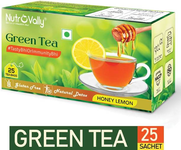 NutroVally Lemon Honey Green Tea for weight loss with Premium tea leaves Lemon, Honey Green Tea Bags Box