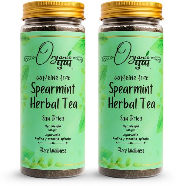 Organic Pushp Premium Spearmint Tea Combo (Pack of two) Mint Herbal Tea Plastic Bottle