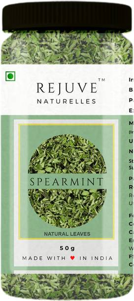 Rejuve Naturelles Premium Spearmint Leaves for Tea 50 g | Freshly Packed leaves for PCOS,PCOD Mint Infusion Tea Plastic Bottle