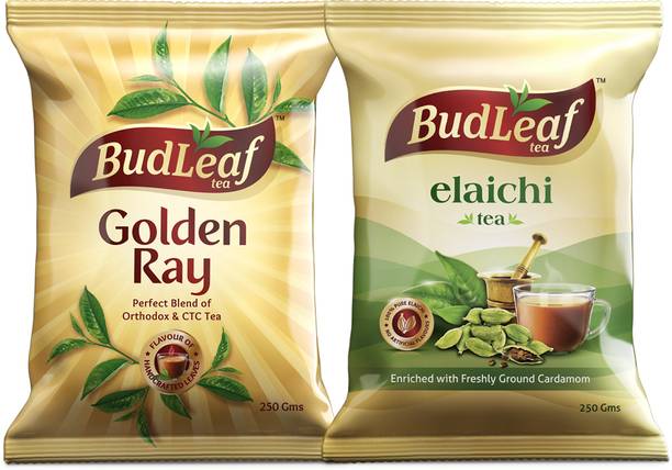 BudLeaf Combo Of Golden Ray and Elaichi Black Tea (Pack of 2, 250 gm each) Black Tea Pouch