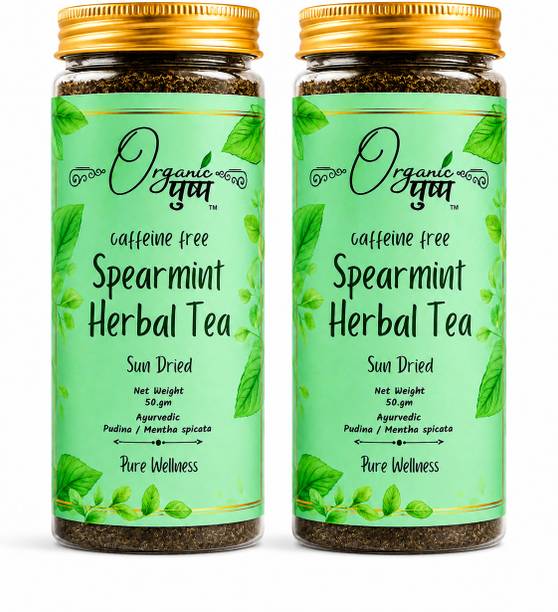 Organic Pushp Premium Spearmint Herbal Tea Combo (Pack of two) Mint Herbal Tea Plastic Bottle