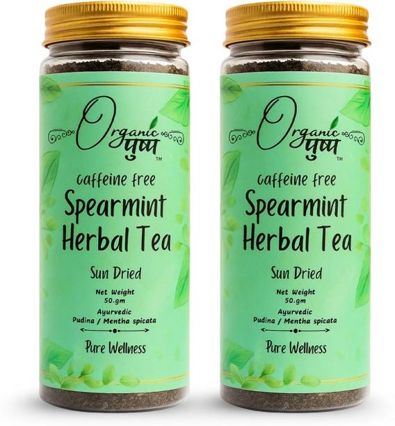 Organic Pushp Premium Spearmint Tea Combo (Pack of two) Mint Herbal Tea Plastic Bottle