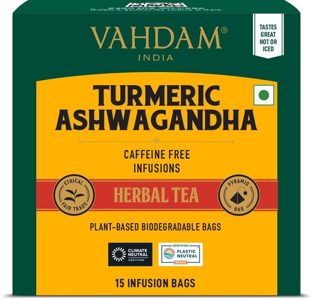 Vahdam Turmeric Ashwagandha Single Sachet Turmeric Herbal Tea Pouch