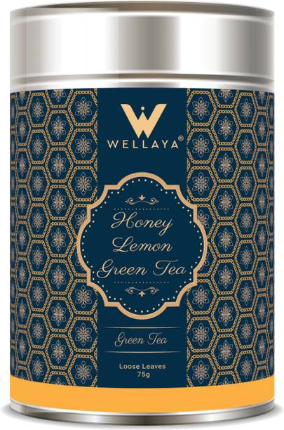 WELLAYA Honey Lemon Green Tea Loose Leaves |Improves Metabolism Rate Honey Green Tea Tin