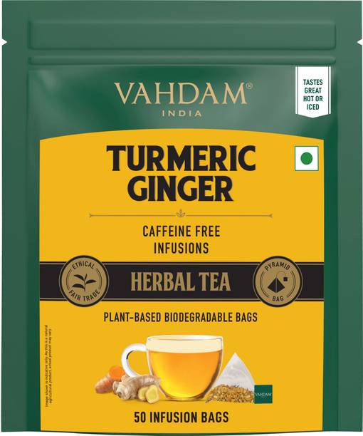 Vahdam Turmeric Ginger Ginger Herbal Tea Bags Box