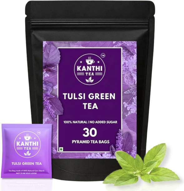 KANTHI TEA Tulsi Green Tea | Weight Loss Detox Gut Health | Herbal Green Tea Tulsi Herbal Infusion Tea Bags Pouch