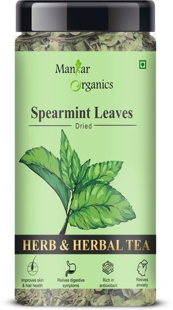 ManHar Organics Spearmint Herbal Tea Jar 45gm Leaves for PCOD & PCOS || Caffeine free|| Herbal Tea Plastic Bottle