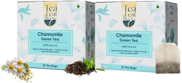 TLC Chamomile Green Tea Weight Loss & Relaxation Blend – 50 Tea Bags Chamomile Green Tea Bags Box