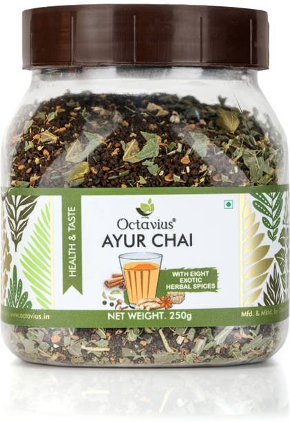 Octavius Ayur Chai|Nature Care Tea With Indian Ayurvedic Herbs|Ashwagandha, Star Anise, Tulsi, Ginger, Black Pepper, Cinnamon, Cardamom, Cloves Herbal Tea Mason Jar