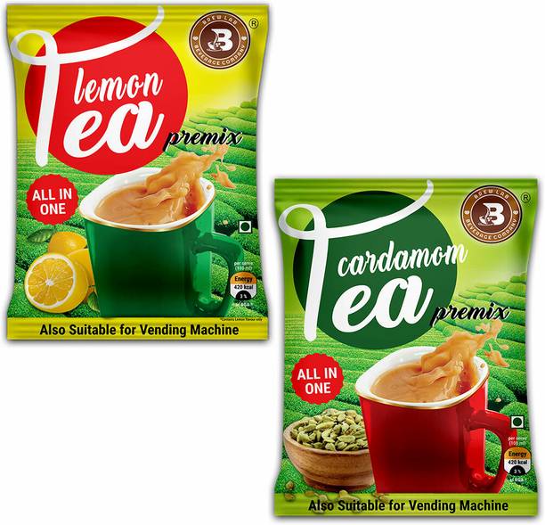Brew Lab Combo Of Lemon Tea & Cardamom Tea Premix Also Suitable For Vending Machine-1kg Cardamom, Lemon Tea Pouch