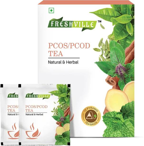 freshville PCOS PCOD Brew Regularizes period cycle and Balances Hormones Cinnamon, Herbs Green Tea Bags Box