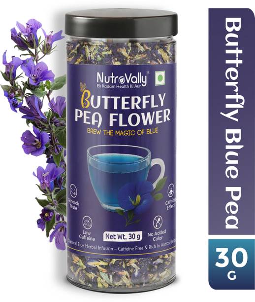 NutroVally Pure Butterfly Pea Flower Herbal Tea Whole Flower Herbal Tea Mason Jar