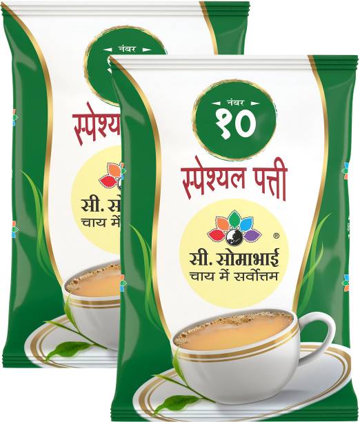 C. SOMABHAI (Quality Tea) No. 10 CTC Leaf Tea - 2 kg, Assam Leaf, Premium Black Tea (2 x 1 kg) Black Tea Pouch