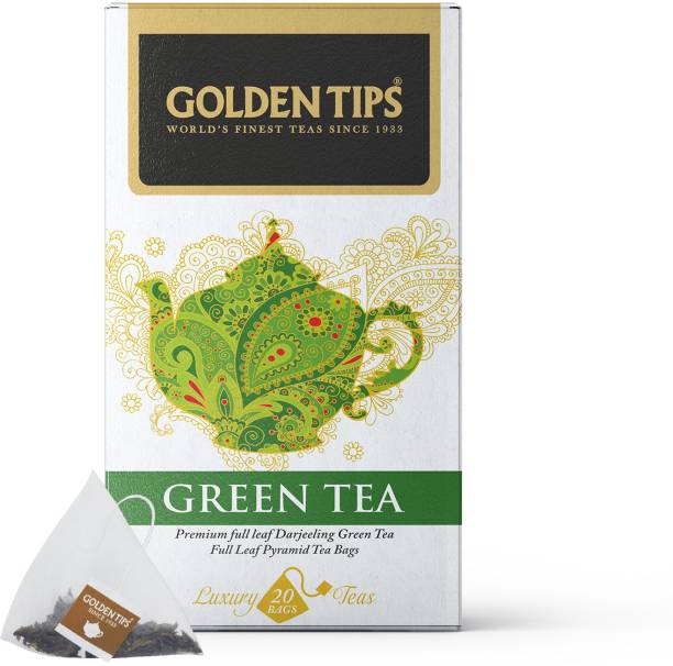 Golden Tips Pure Full Leaf in Pyramid Tea Bags Green Tea Box