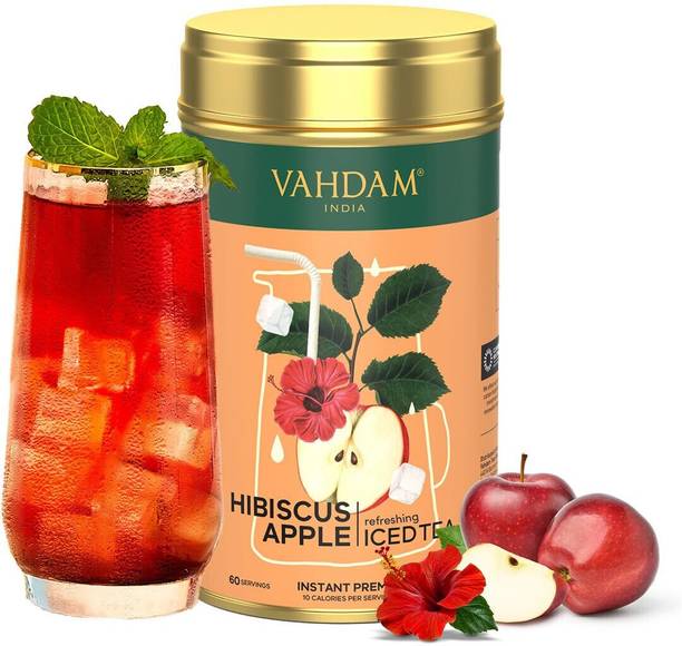 Vahdam Hibiscus Apple Iced Tea Instant Premix Hibiscus, Apple Iced Tea Tin