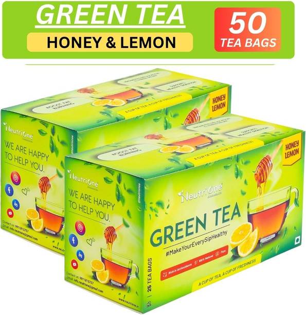 NeutriOne Honey Lemon Tea for Weight Loss & Detox | Vitamin C Rich with Premium Tea Leaves Honey, Lemon Green Tea Bags Box