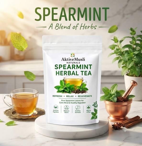 Aktivemusli Spearmint Leaf | Helps in Hormone Imbalances, Memory Assorted Herbal Tea Tulsi Herbal Tea Pouch