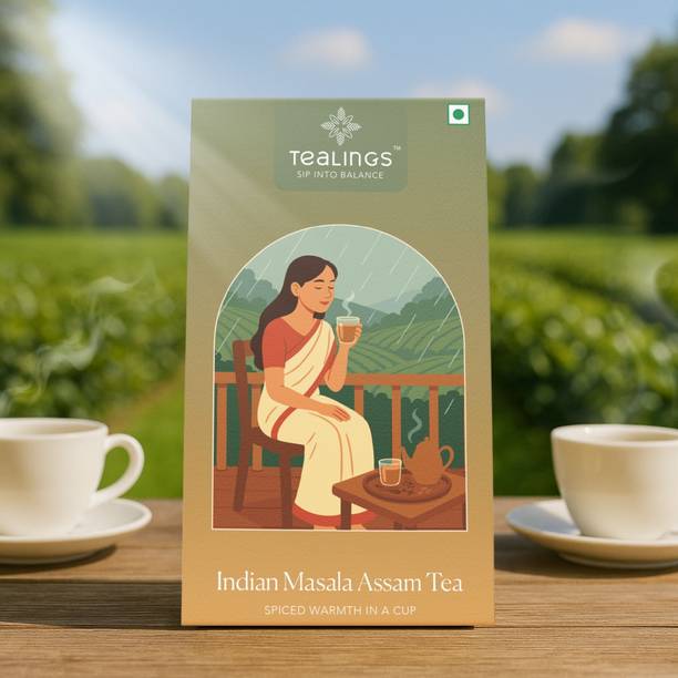 tealings Indian Masala Assam Tea – Classic Desi Masala Chai with Assam Strength Ginger Masala Tea Pouch