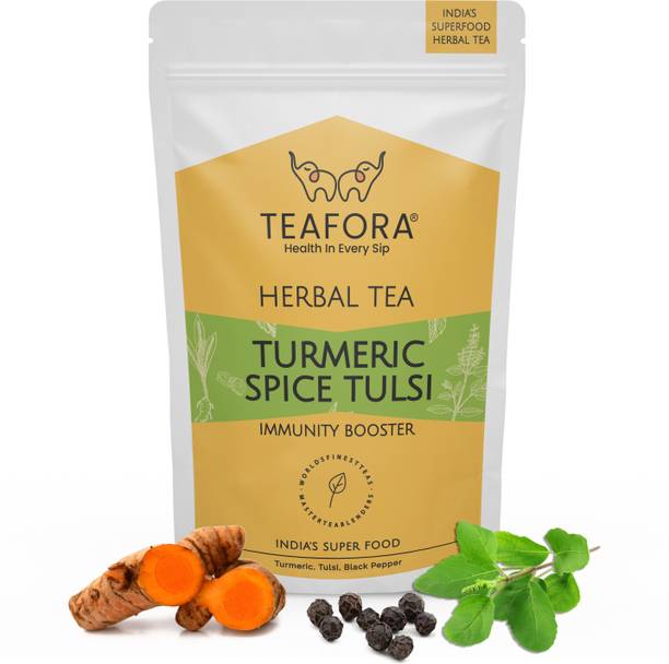 TEAFORA Turmeric Spice Tulsi Herbal Tea | 100% NATURAL INGREDIENTS - 100g Herbal Tea Pouch