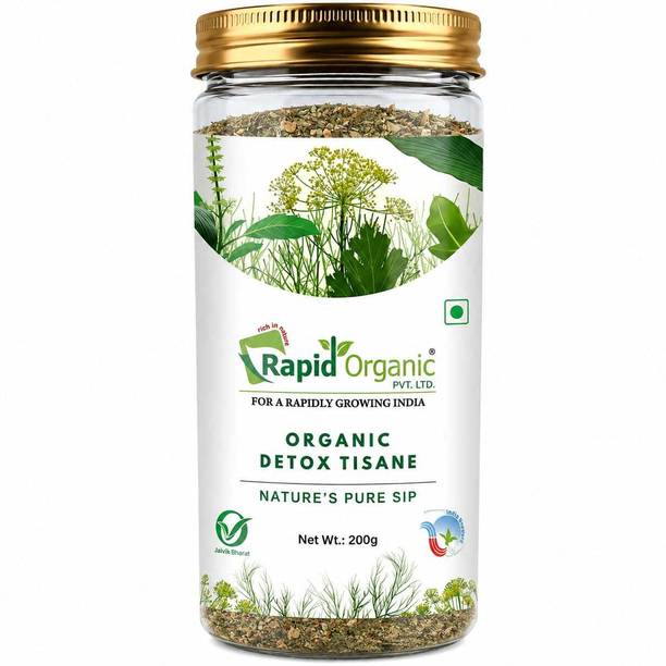 rapid organic Organic Detox Tea | Caffeine Free Herbal Tea| Detox Supports Liver Health Tulsi, Turmeric, Cinnamon Herbal Tea Plastic Bottle
