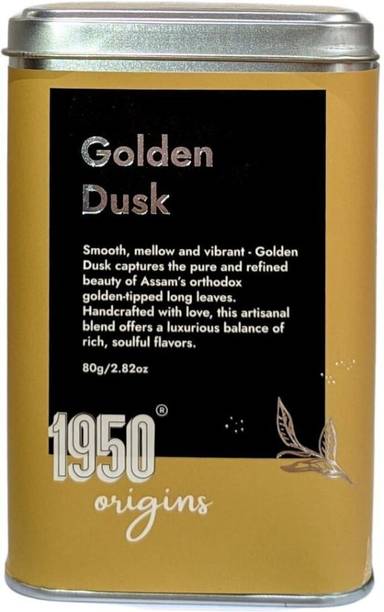 1950 Origins Golden Dusk|Premium Black tea|Assam Orthodox whole leaf tea|Long Leaf,80g-O1 Black Tea Tin