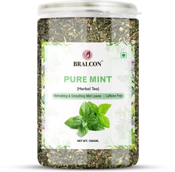 BRALCON Organic Mint Tea- 100g| Spearmint Tea| Spearmint Green Tea| 100 % Pure & Natural Mint Herbal Tea Plastic Bottle